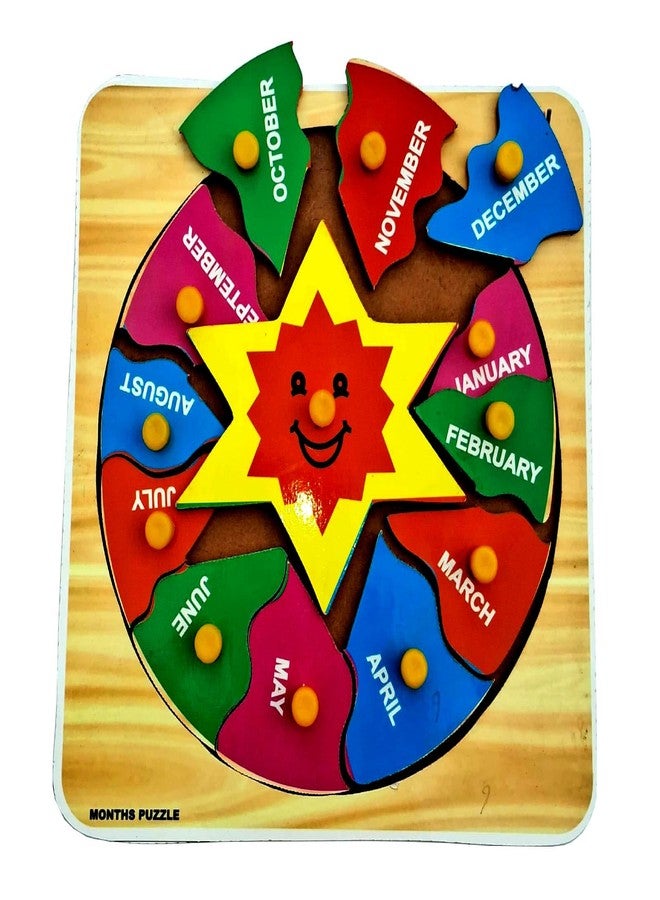 EL SMO Wooden Month Learning Puzzle Board, Educational Alphabet Tray Toy, Pre-School Learning Kit - Image 5